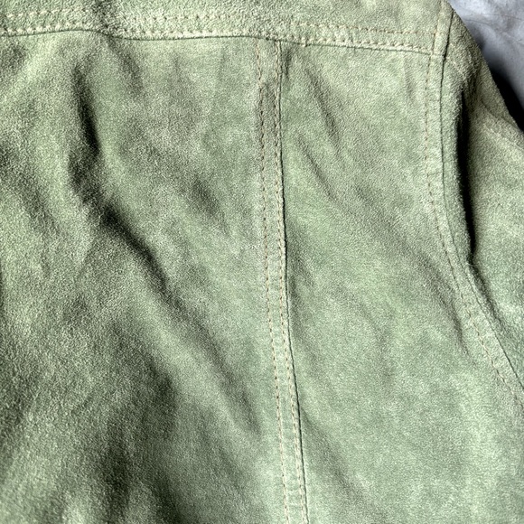 Bernardo Genuine Suede Leather Lined Jacket Zip Front w/ Pockets, Green, Medium - Picture 6 of 14